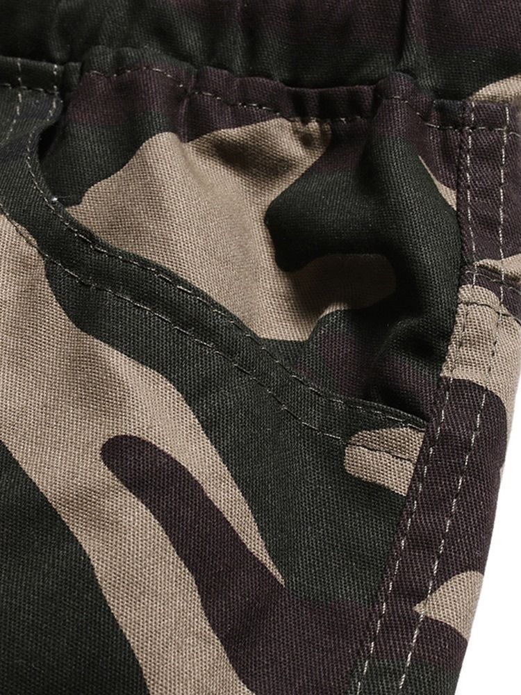 Calças Masculinas Casuais Finas De Camuflagem Com Cordões