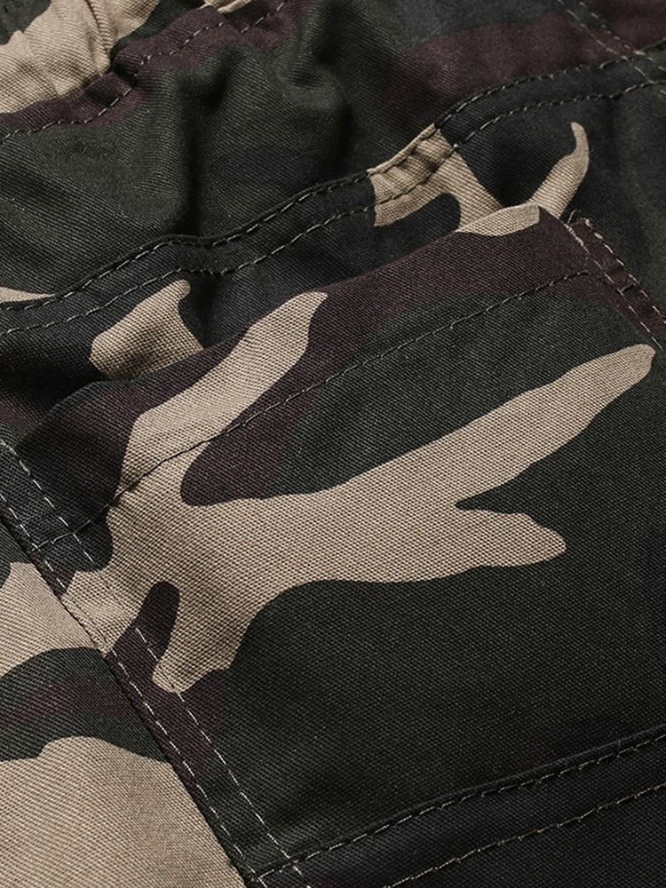 Calças Masculinas Casuais Finas De Camuflagem Com Cordões