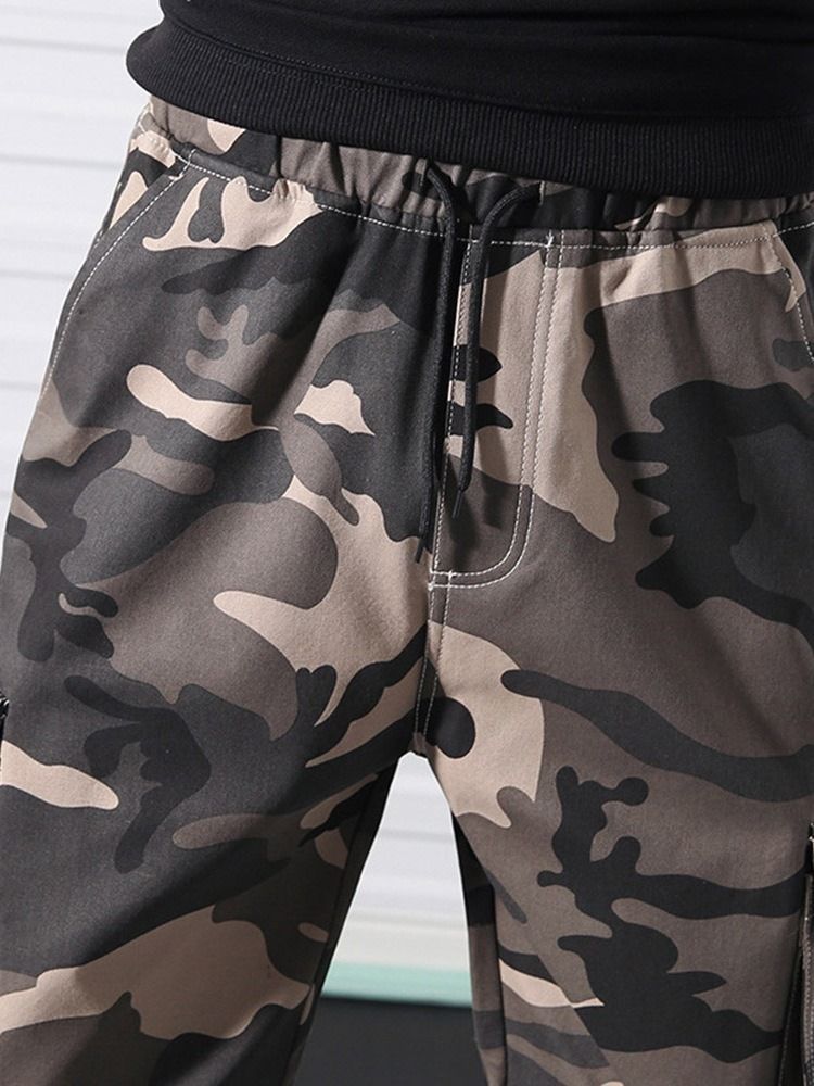 Camuflagem Estampa Harem Spring Elastics Calça Casual Masculina