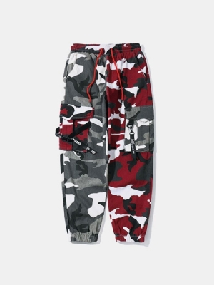 Camuflagem Impressão Em Cores Macacão Cintura Média Calça Casual Masculina