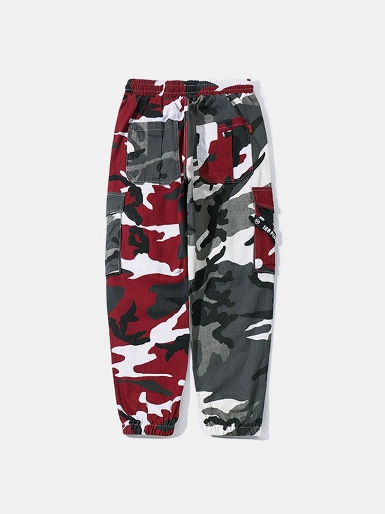 Camuflagem Impressão Em Cores Macacão Cintura Média Calça Casual Masculina