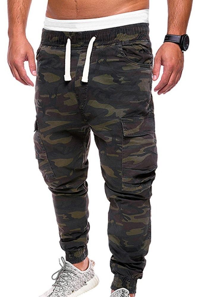 Estampa Camuflagem Calça Reta De Cintura Média Masculina