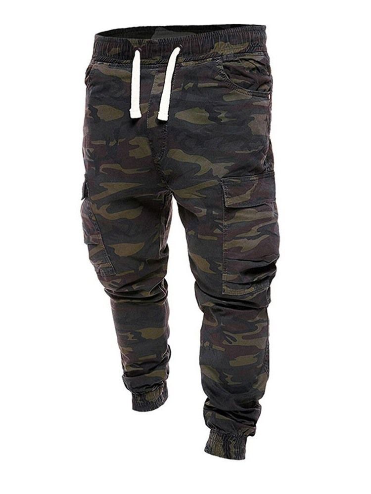 Estampa Camuflagem Calça Reta De Cintura Média Masculina