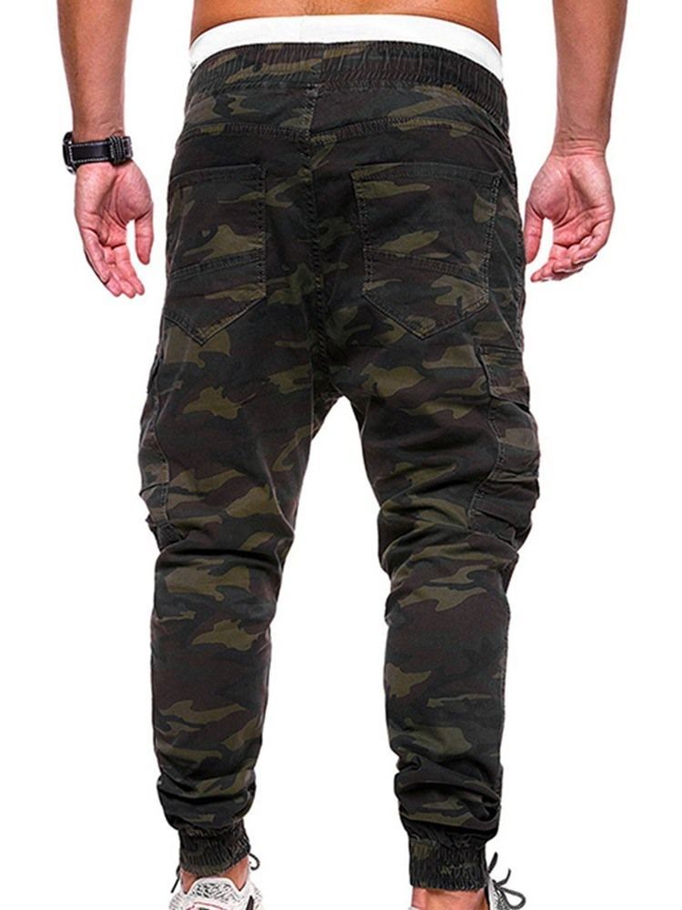 Estampa Camuflagem Calça Reta De Cintura Média Masculina