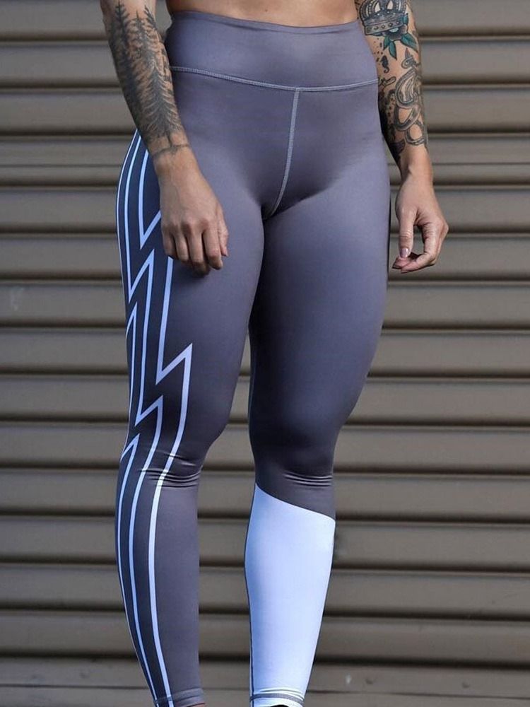 Leggings De Cintura Alta Esportiva Com Patchwork Colorido Feminino