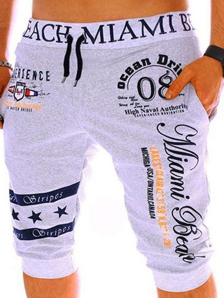 Letter Print Summer Casual Casual Masculino Calça