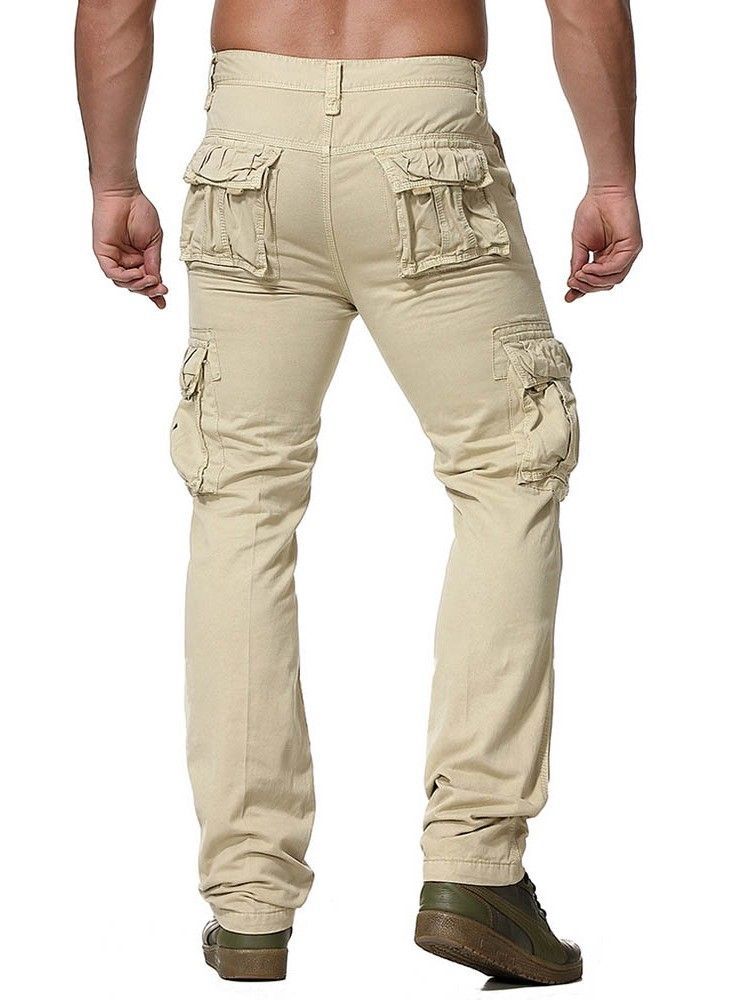 Macacão De Bolso Simples Com Zíper Calça Casual Masculina