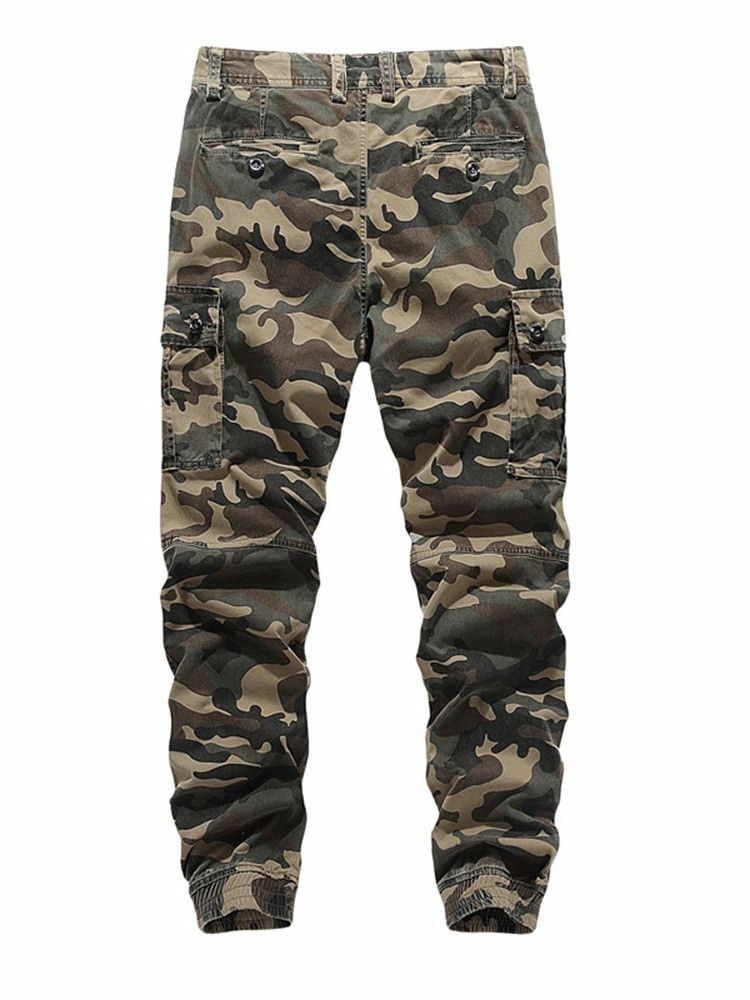 Pencil Pants Pocket Camouflage Calças Casuais Europeias Masculinas