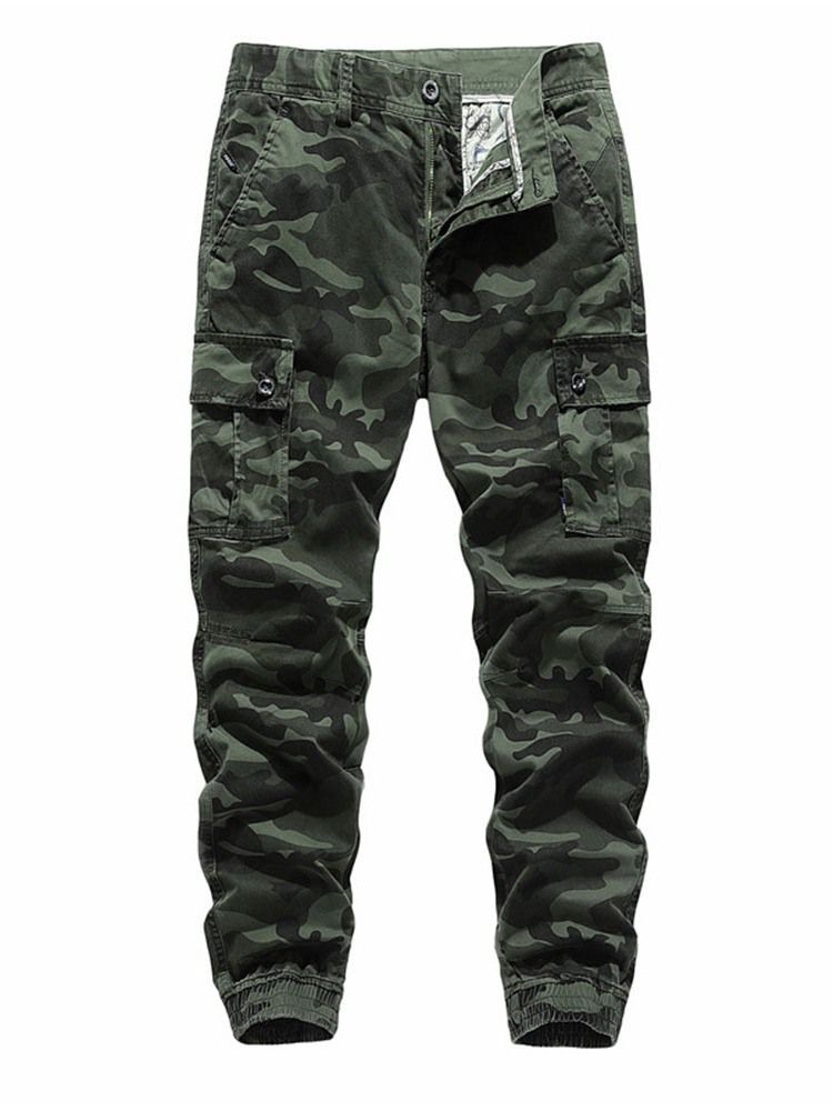 Pencil Pants Pocket Camouflage Calças Casuais Europeias Masculinas