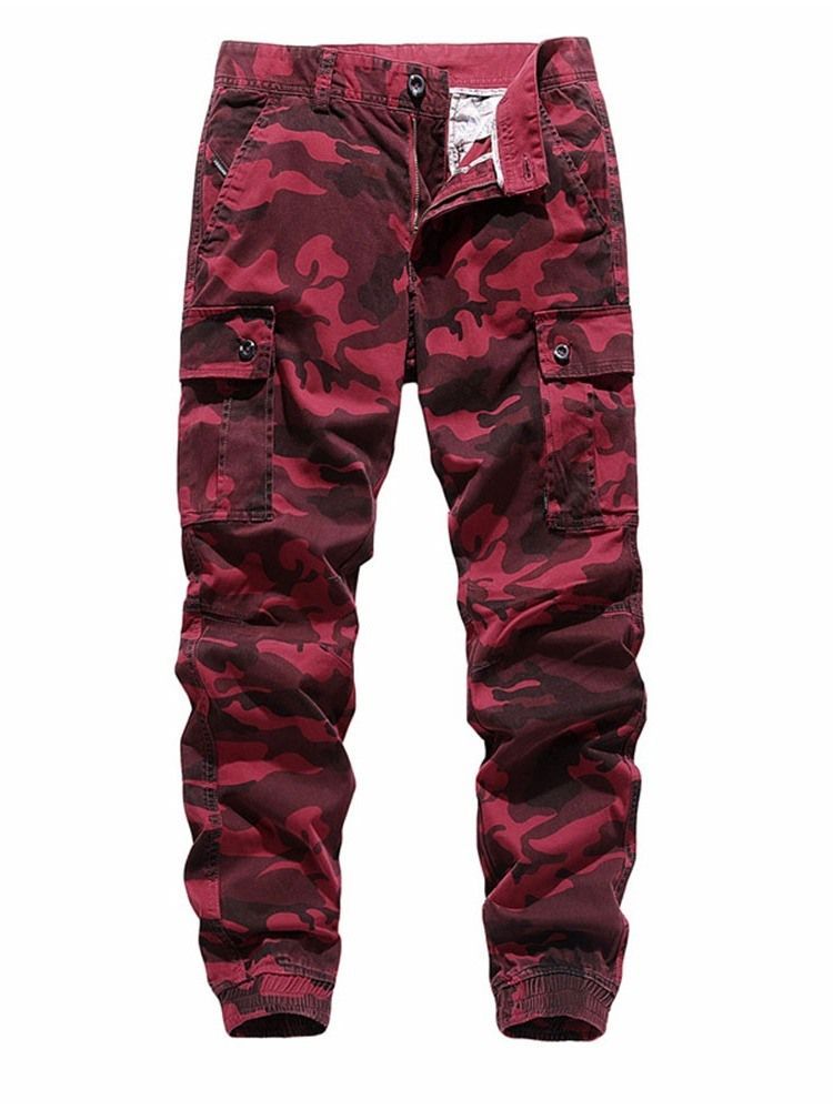 Pencil Pants Pocket Camouflage Calças Casuais Europeias Masculinas