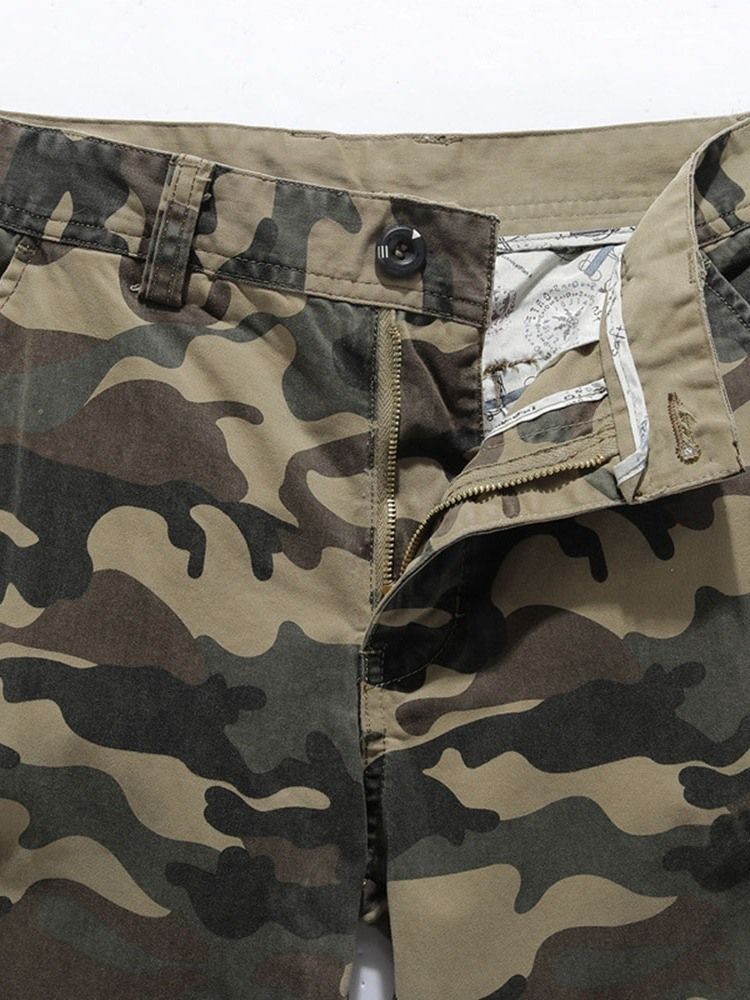 Pencil Pants Pocket Camouflage Calças Casuais Europeias Masculinas