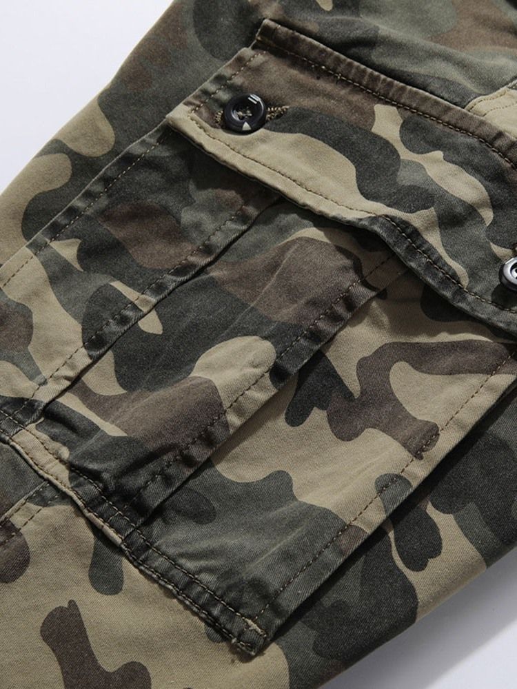 Pencil Pants Pocket Camouflage Calças Casuais Europeias Masculinas