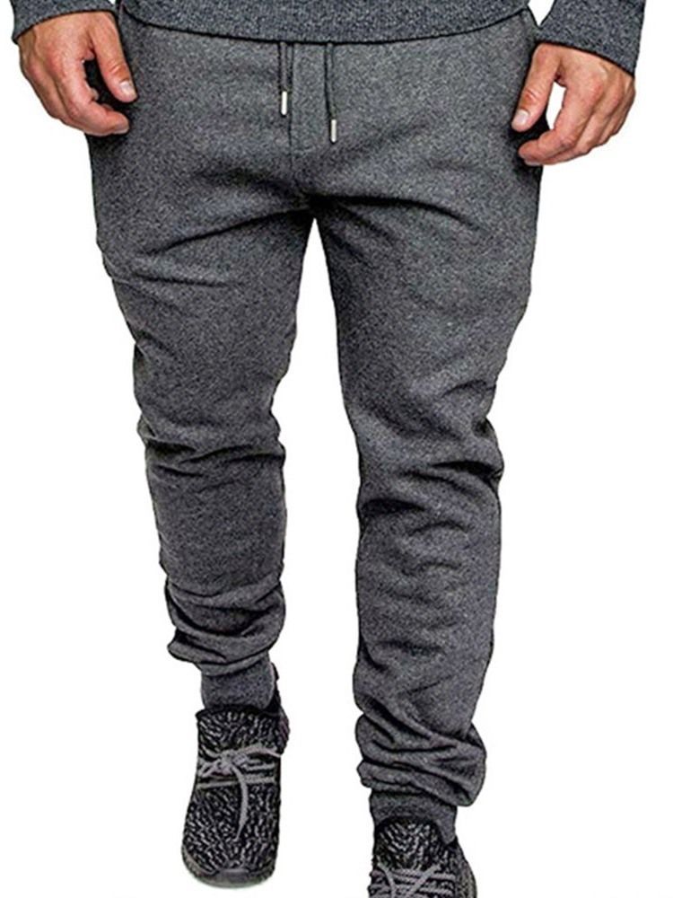 Pocket Color Block Calça Casual Masculina Com Corda