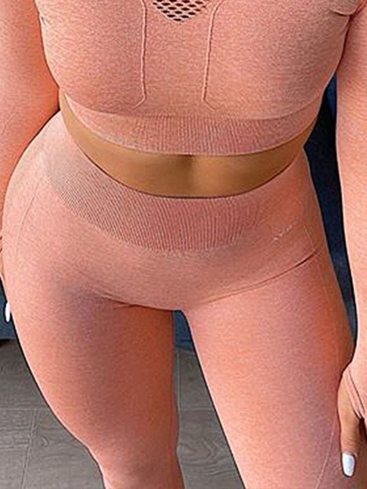 Articulação Sólida De Nylon Sem Costura Feminina De Secagem Rápida Esportiva De Comprimento Total Calças De Ioga Para Corrida De Cintura Alta Leggings Tiktok