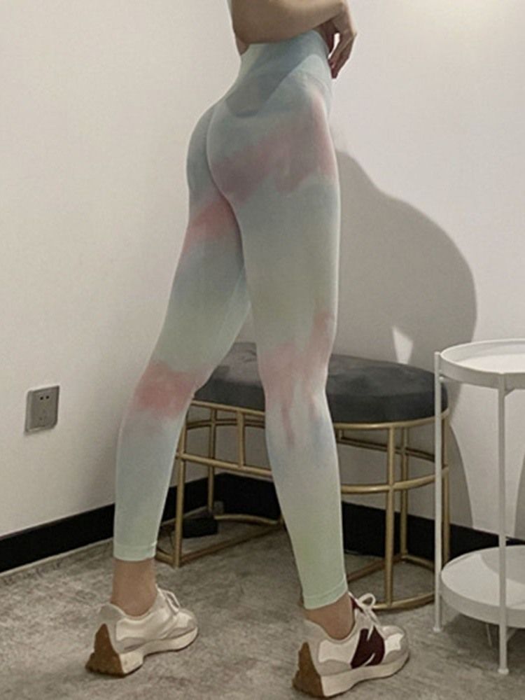 Bloco De Cores Feminino Respirável Primavera Até O Tornozelo Esportes Para Corrida Calça De Ioga De Cintura Alta Leggings Tiktok