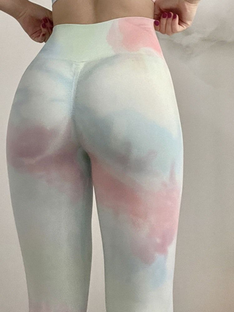 Bloco De Cores Feminino Respirável Primavera Até O Tornozelo Esportes Para Corrida Calça De Ioga De Cintura Alta Leggings Tiktok