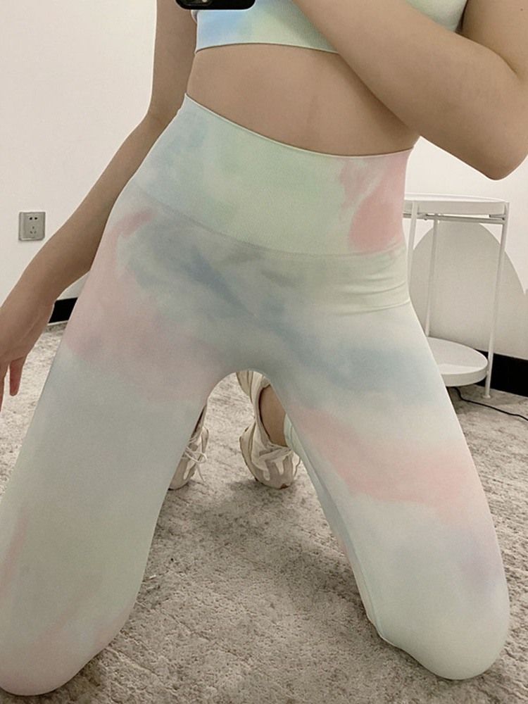 Bloco De Cores Feminino Respirável Primavera Até O Tornozelo Esportes Para Corrida Calça De Ioga De Cintura Alta Leggings Tiktok