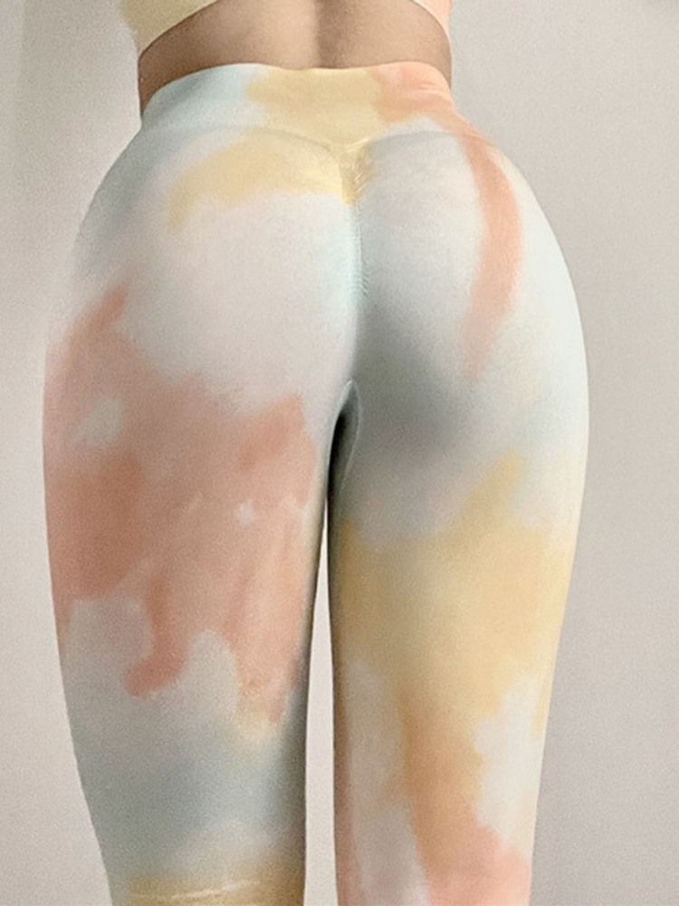 Bloco De Cores Feminino Respirável Primavera Até O Tornozelo Esportes Para Corrida Calça De Ioga De Cintura Alta Leggings Tiktok