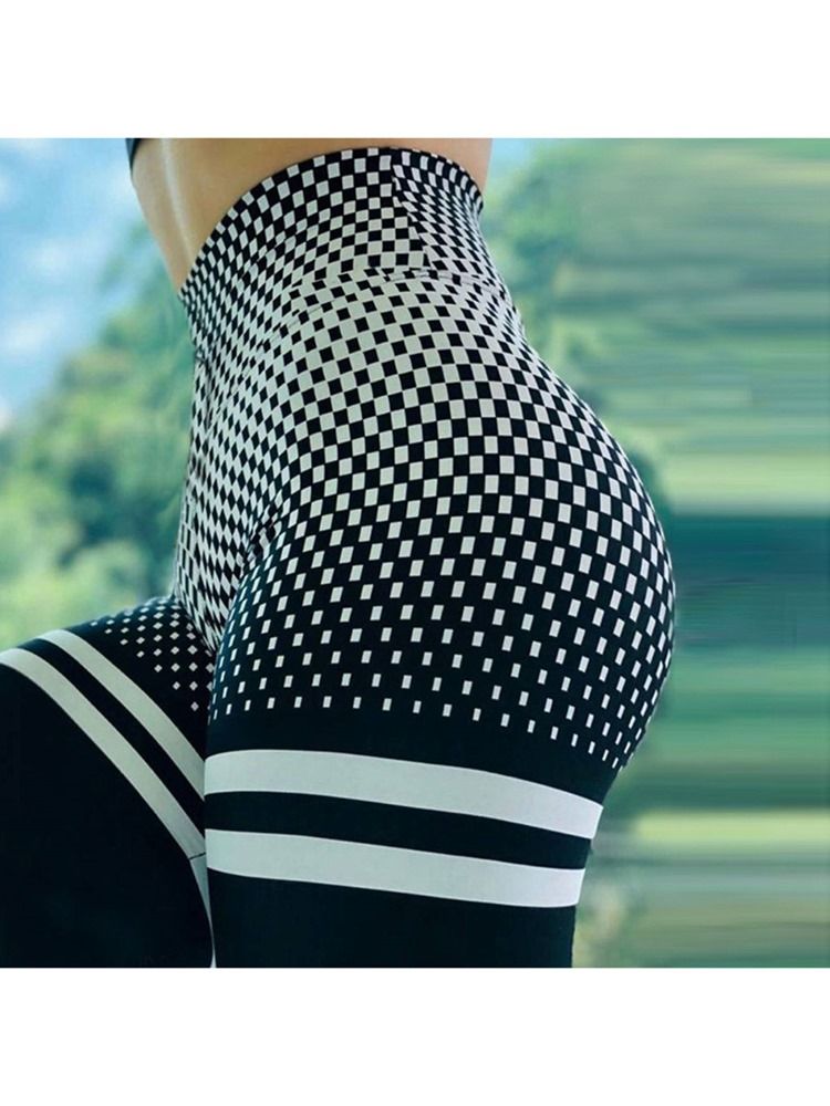 Bloco De Cores Xadrez Estampado Leggings Femininos De Cintura Alta Calças De Yoga Cintura Alta Leggings Tiktok