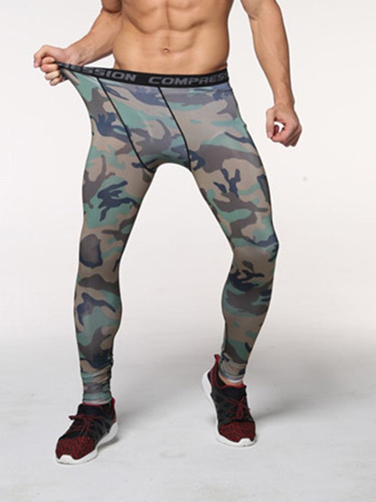 Calça Esporte Camuflagem Masculina Respirável Estampada Na Altura Do Tornozelo