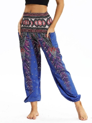 Calça Harem De Ioga Com Estampa Geométrica Boho Feminina