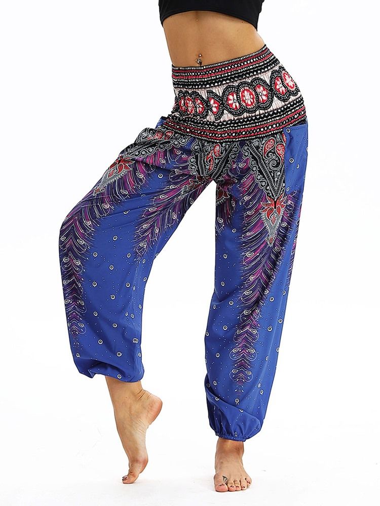 Calça Harem De Ioga Com Estampa Geométrica Boho Feminina