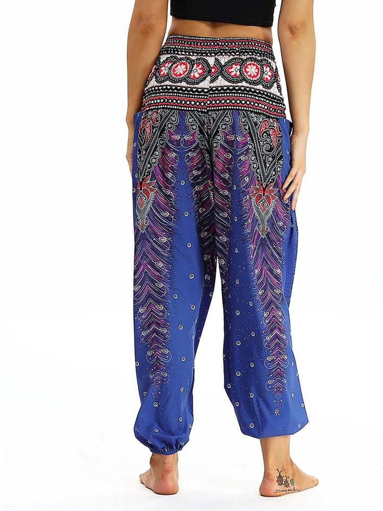 Calça Harem De Ioga Com Estampa Geométrica Boho Feminina