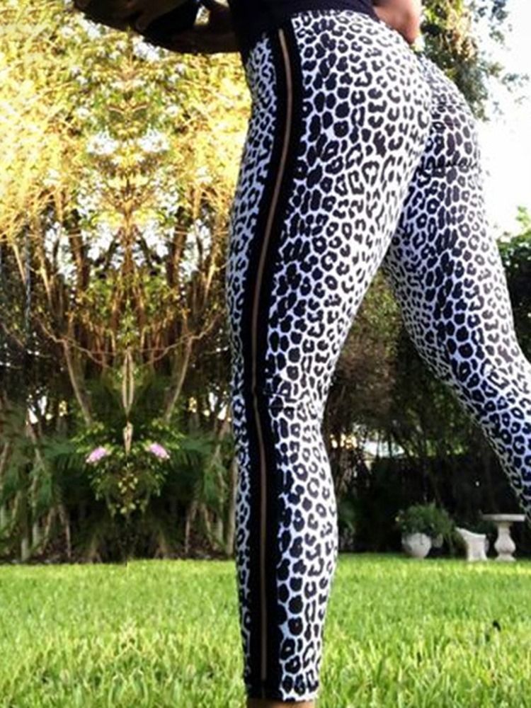 Calça De Ioga Feminina Respirável Com Estampa De Leopardo Leggings Tiktok De Cintura Alta