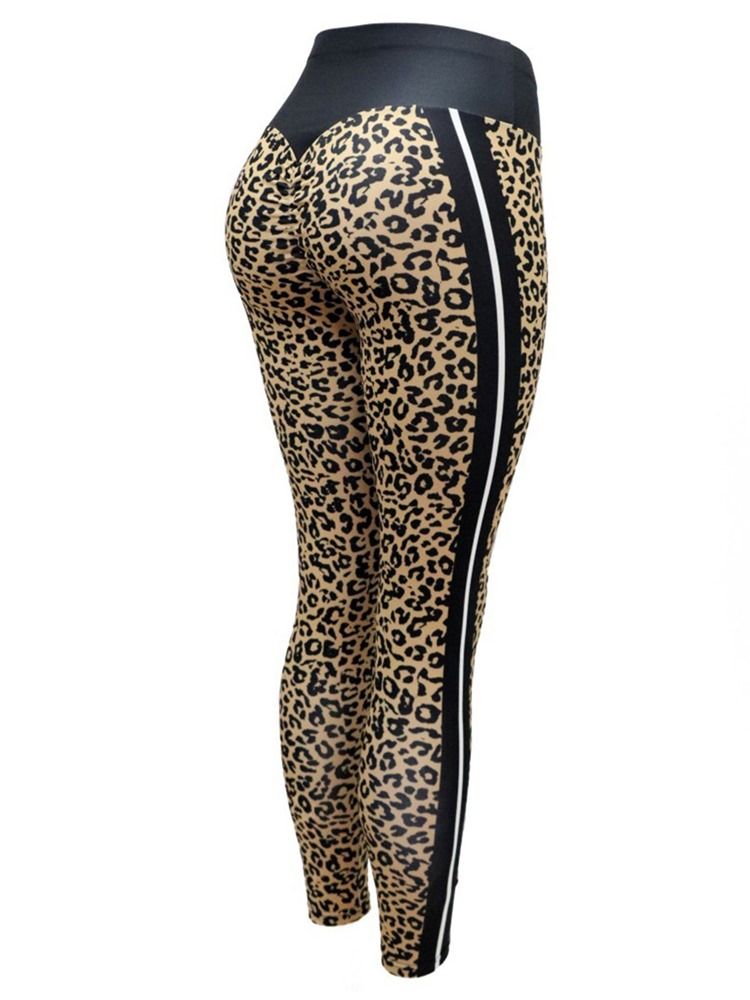 Calça De Ioga Feminina Respirável Com Estampa De Leopardo Leggings Tiktok De Cintura Alta