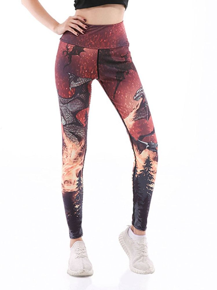 Calças Femininas Anti-suor Estampado Cartoon Ioga Leggings De Cintura Alta Tiktok