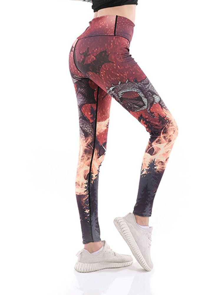 Calças Femininas Anti-suor Estampado Cartoon Ioga Leggings De Cintura Alta Tiktok