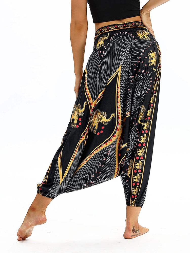 Calças Femininas Bohemia Print Harem Yoga