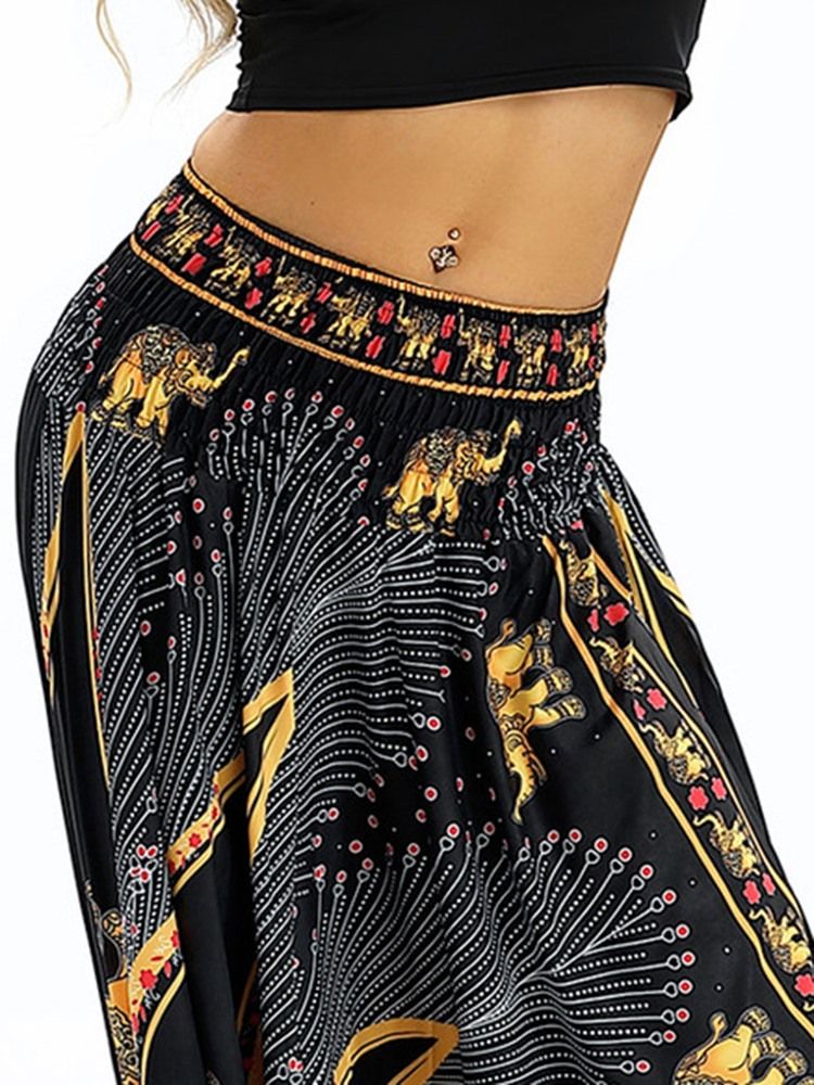 Calças Femininas Bohemia Print Harem Yoga