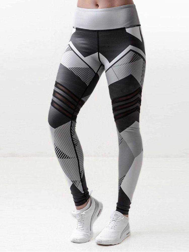 Calças Ioga Femininas Com Estampa Geométrica Leggings Tiktok De Cintura Alta