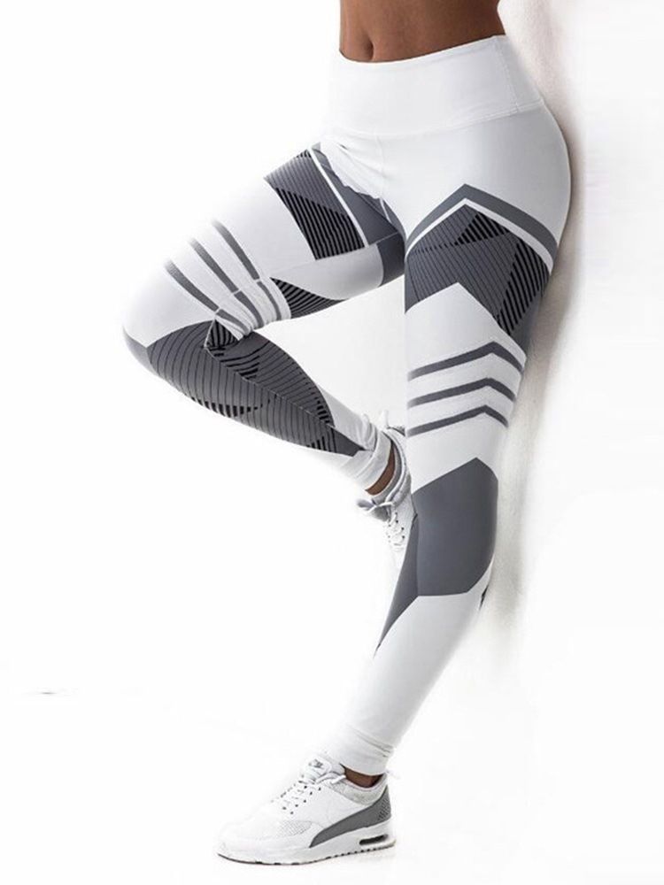 Calças Ioga Femininas Com Estampa Geométrica Leggings Tiktok De Cintura Alta