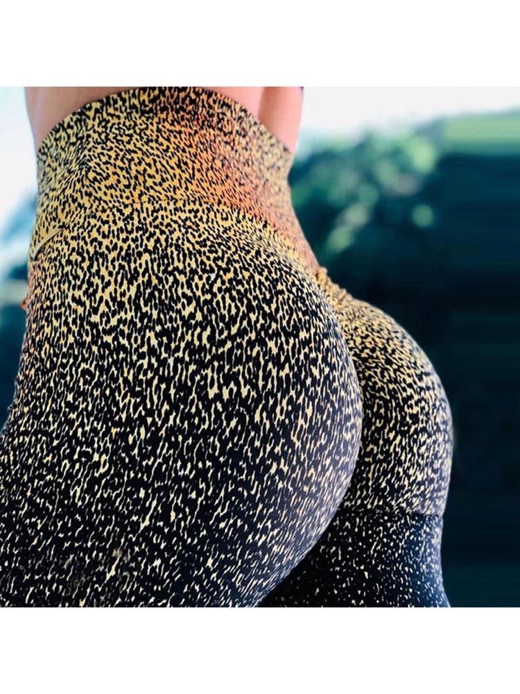 Calças De Ioga De Secagem Rápida Feminina Com Estampa De Leopardo Leggings De Cintura Alta Tiktok Running