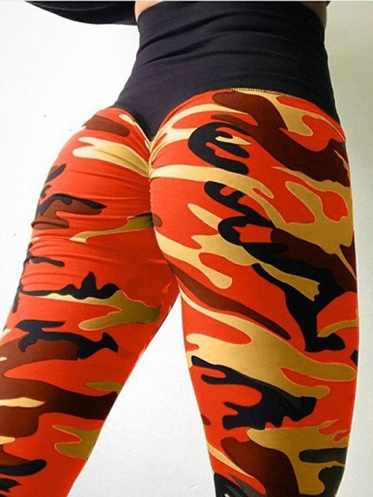 Camuflagem Feminina Leggings Anti-sweat Yoga Calças Ioga Cintura Alta Leggings Tiktok