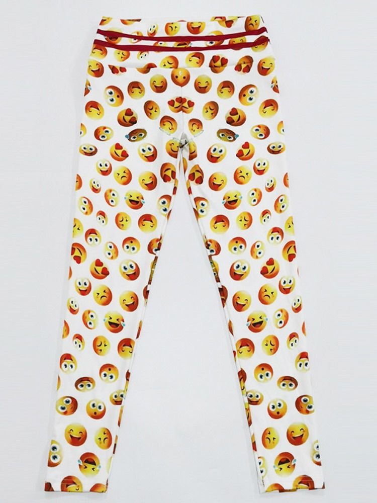 Emoticon Print Quick Dry Leggings Femininas Calças Yoga Cintura Alta Leggings Tiktok