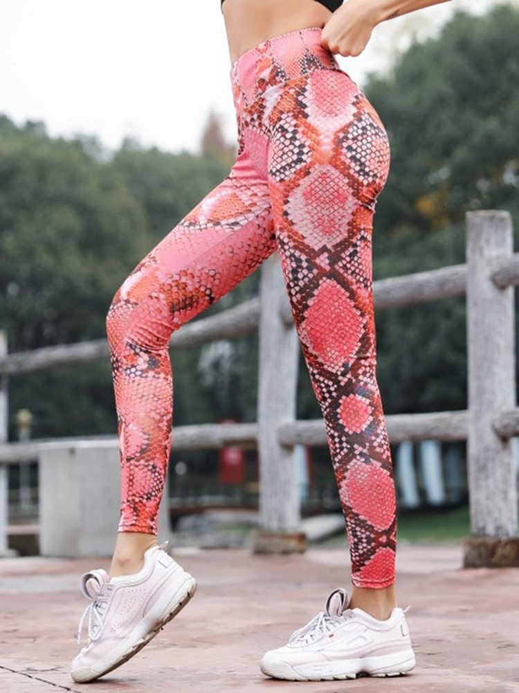 Estampa Feminina Anti-sweat Serpentine Gym Leggings Esportivos Calças Ioga Cintura Alta Leggings Tiktok