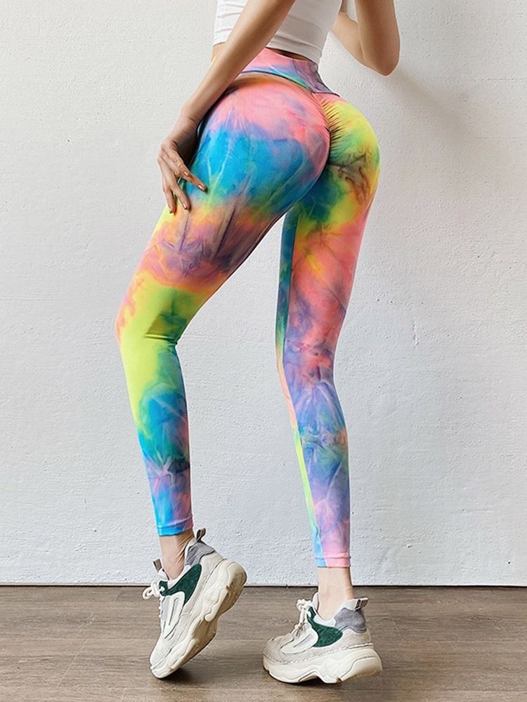 Feminino Patchwork Color Block Anti-sweat Calças De Yoga Cintura Alta Leggings Tiktok