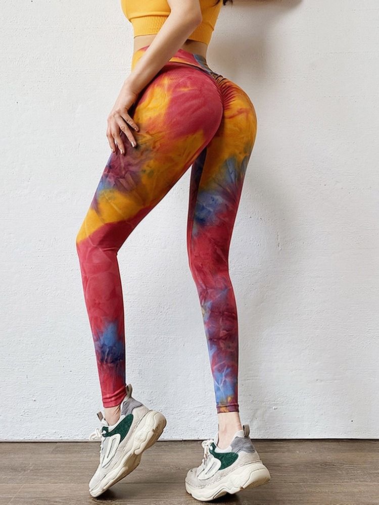 Feminino Patchwork Color Block Anti-sweat Calças De Yoga Cintura Alta Leggings Tiktok