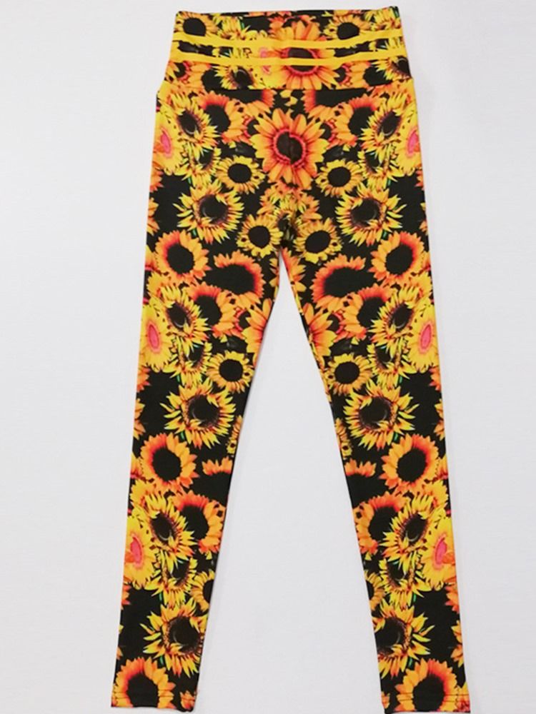 Feminino Respirável Sunflower Print Push Up Ginásio Esportivo Calças Ioga Cintura Alta Leggings Tiktok