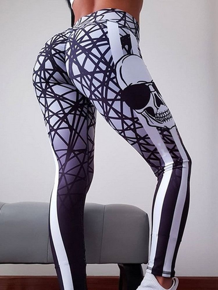 Impressão Em Bloco De Cor Feminina De Comprimento Total Calças De Ioga Para Ginástica Esportiva De Cintura Alta Leggings