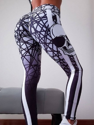 Impressão Em Bloco De Cor Feminina De Comprimento Total Calças De Ioga Para Ginástica Esportiva De Cintura Alta Leggings