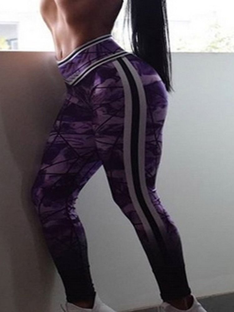 Impressão Em Bloco De Cor Feminina De Comprimento Total Calças De Ioga Para Ginástica Esportiva De Cintura Alta Leggings