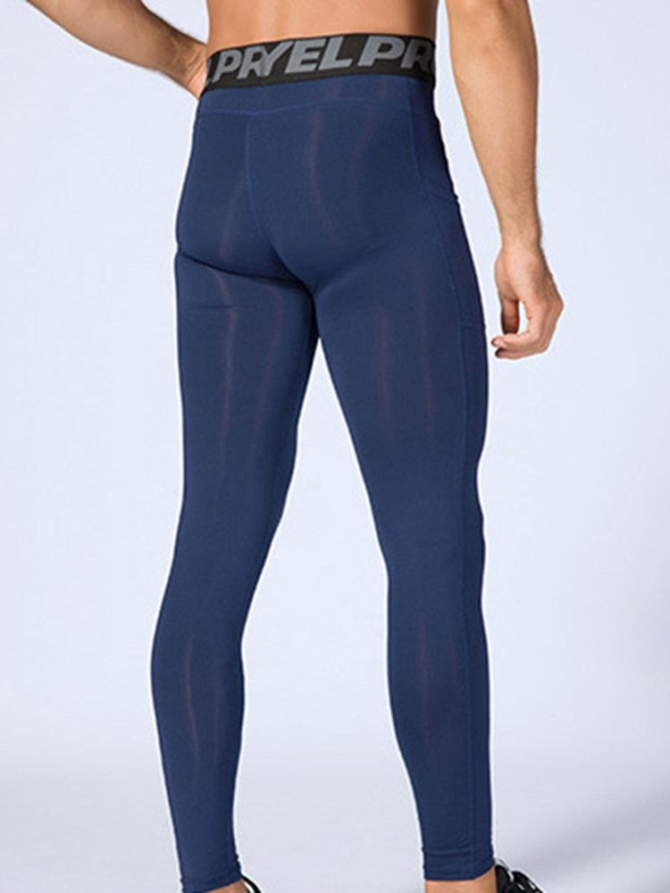 Leggings Esportivos Masculinos Com Retalhos De Letras Na Altura Do Tornozelo