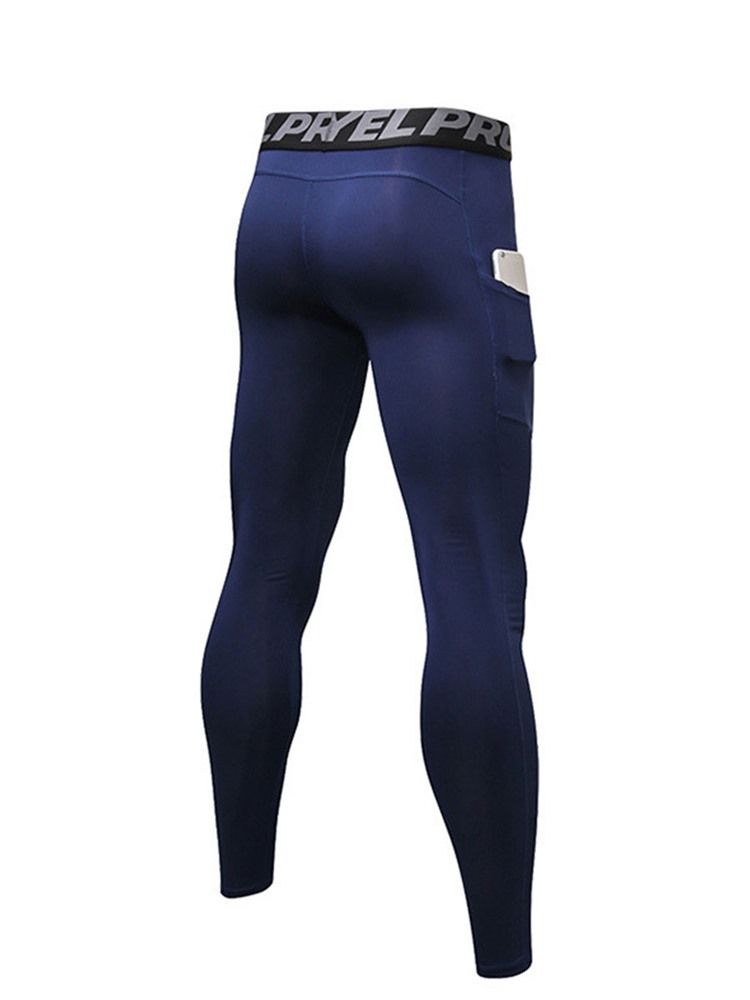 Leggings Esportivos Masculinos Com Retalhos De Letras Na Altura Do Tornozelo