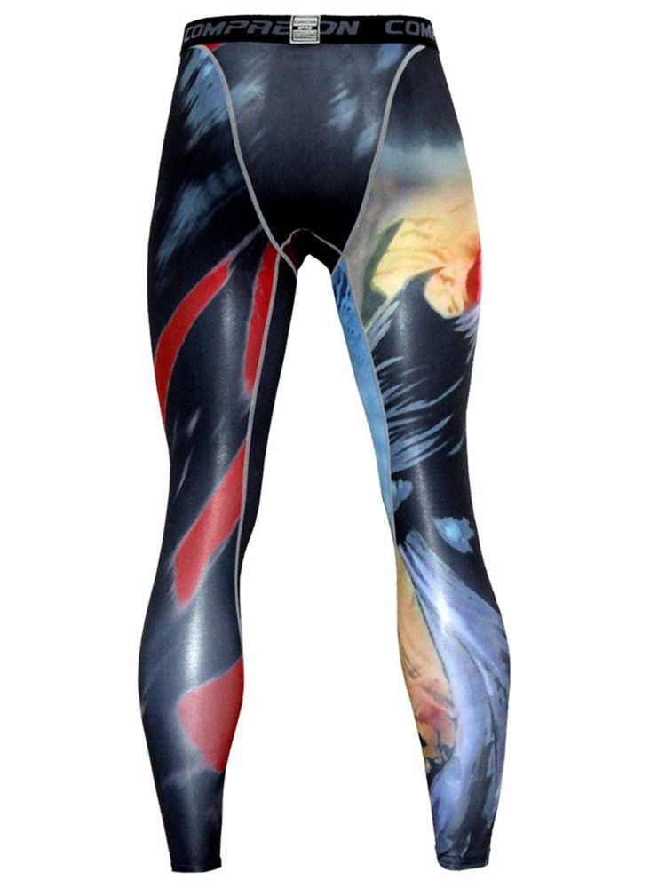 Leggings De Impressão Em Bloco De Cores Respiráveis Misturas De Algodão Masculino