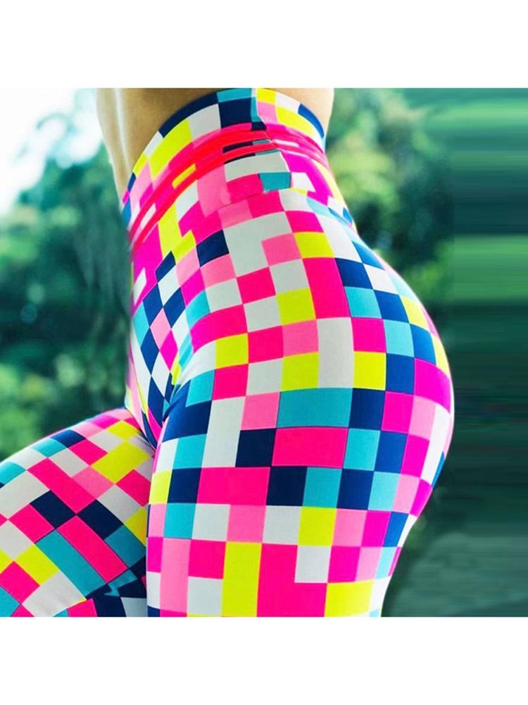 Leggings De Ioga De Cintura Alta Estampada Em Bloco De Cor Feminina Leggings De Cintura Alta Tiktok