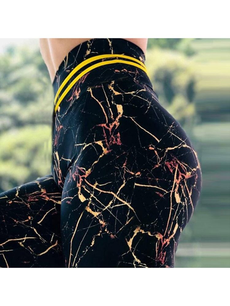 Leggings De Ioga De Cintura Alta Estampada Em Bloco De Cor Feminina Leggings De Cintura Alta Tiktok